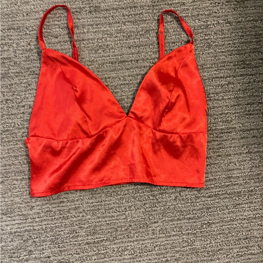 Red Satin crop top